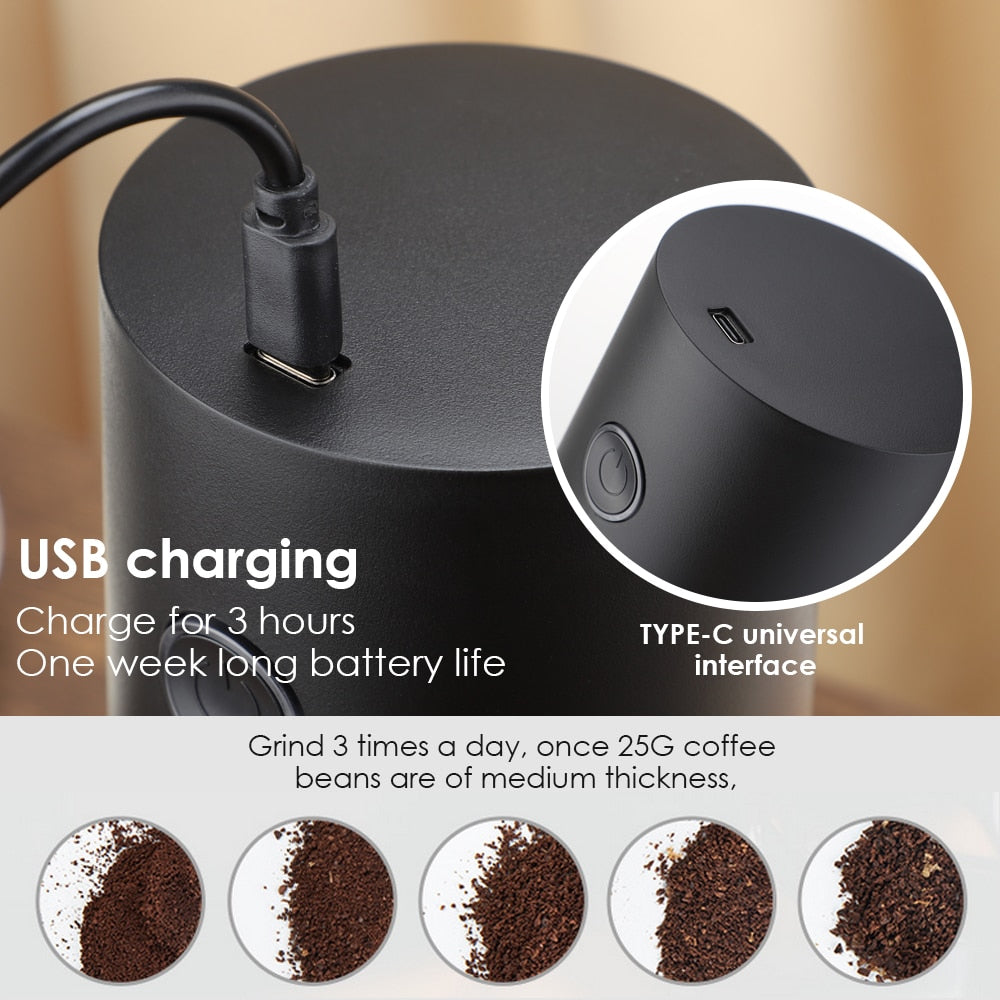 Tragbare elektrische Kaffeemühle - USB-Ladegerät